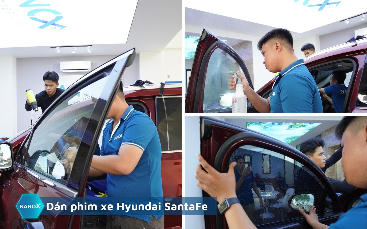 Dán phim cách nhiệt kính cửa sổ xe Hyundai Santafe