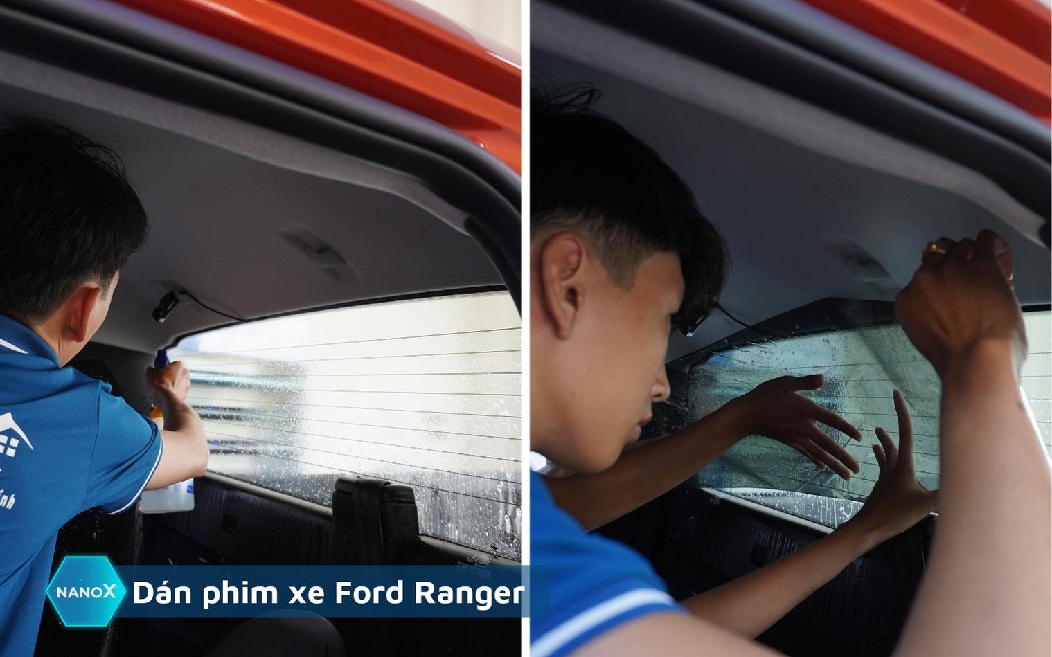 Kính hậu 30 Dán phim cách nhiệt kính hậu ford ranger