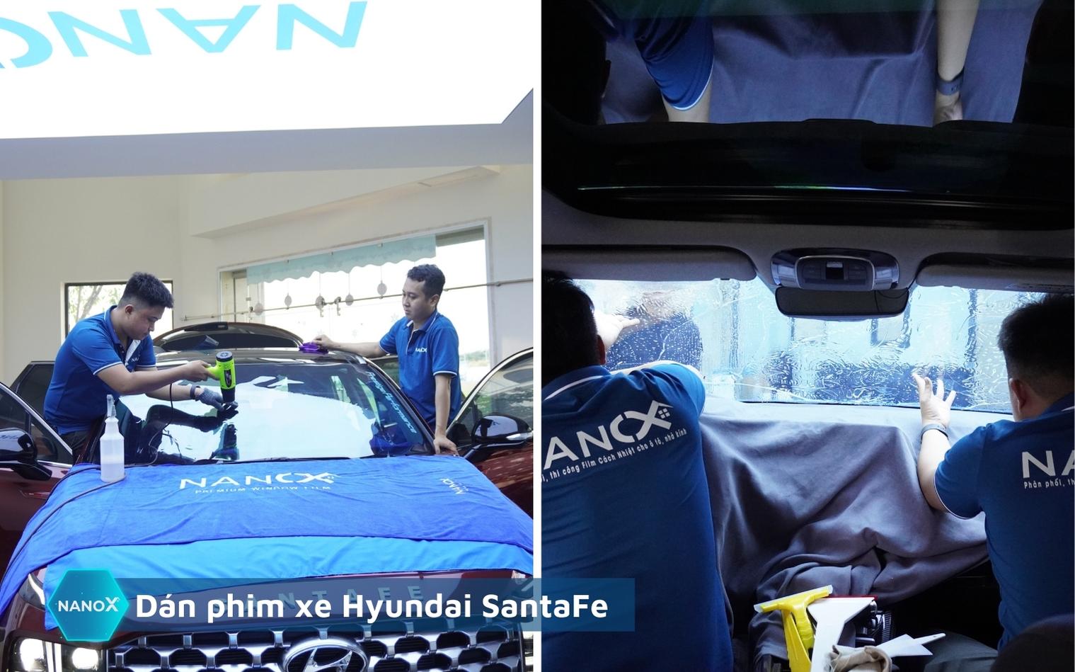 Dán phim cách nhiệt kính lái xe Hyundai Santafe