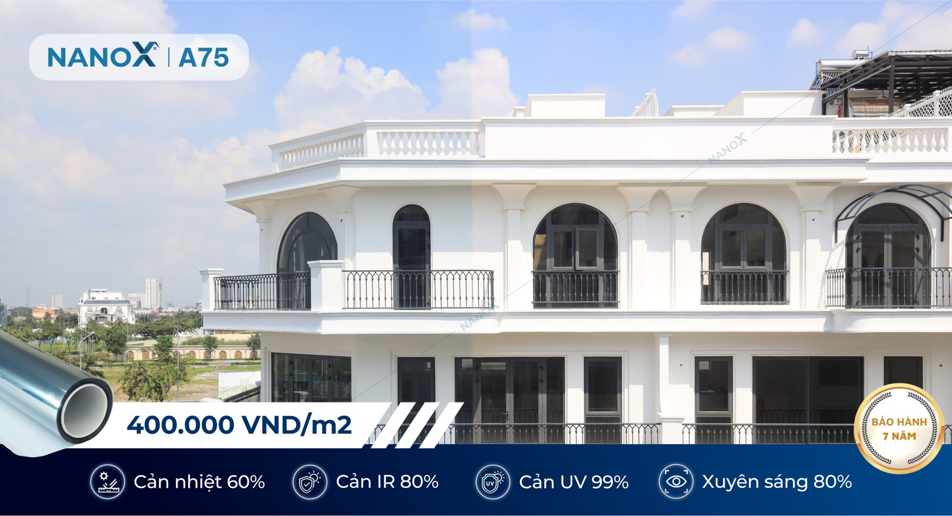 Mã phim cách nhiệt nhà kính NanoX Eco-Cool A75