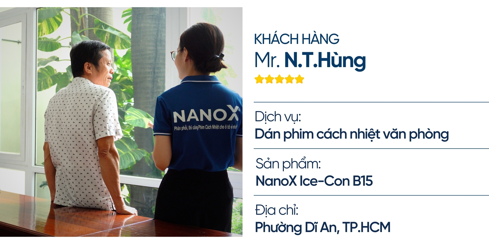 Chú Hùng - Dán phim văn phòng công ty An Bình 1 trai nghiem khach hang dan phim cach nhiet van phong cong ty an binh 1