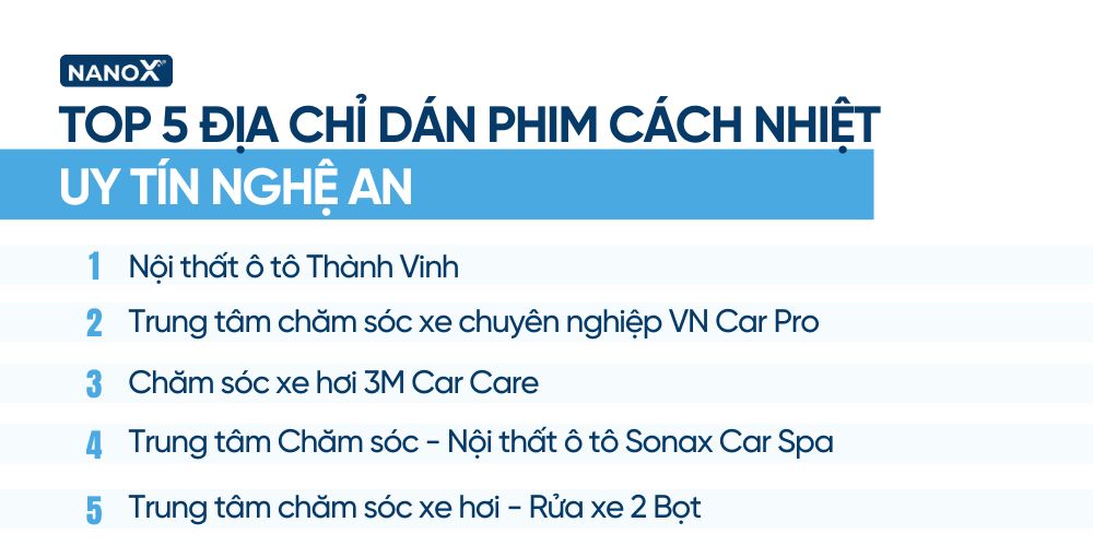 Top 5 địa chỉ dán phim cách nhiệt uy tín tại Nghệ An