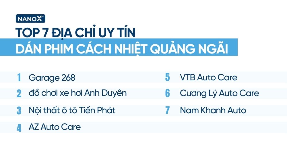 Top 7 địa chỉ dán phim cách nhiệt uy tín tại Quảng Ngãi