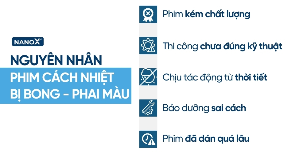 Một số nguyên nhân thường gặp khiến phim cách nhiệt bị bong tróc và phai màu sau một thời gian sử dụng