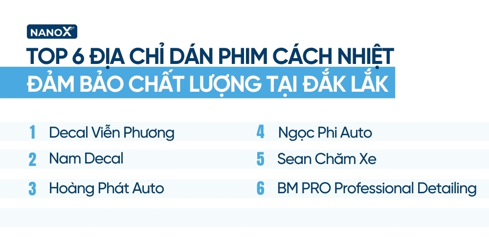 Top 6 địa chỉ dán phim cách nhiệt ô tô chuyên nghiệp tại Đắk Lắk