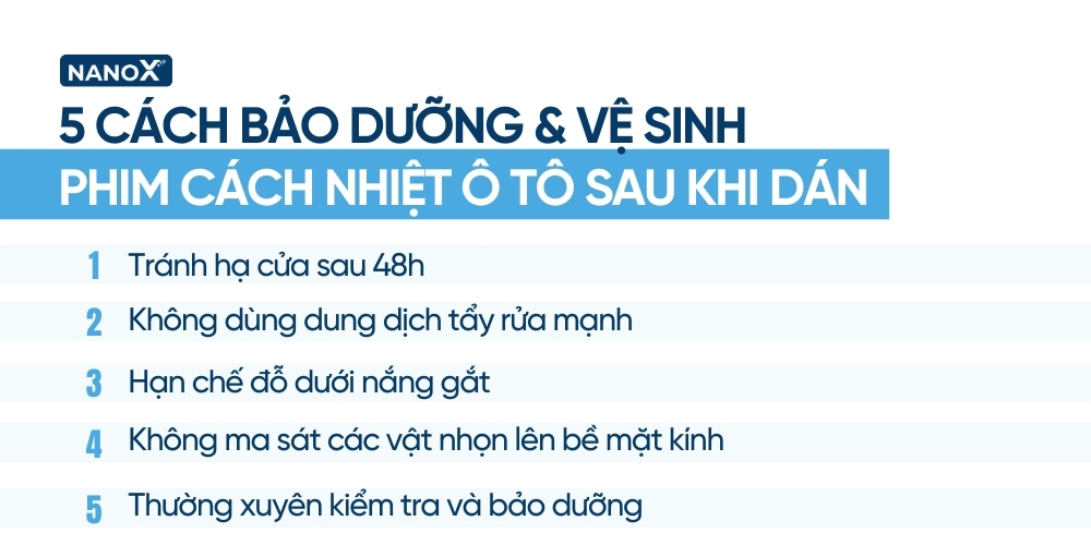 Cần bảo dưỡng và vệ sinh phim cách nhiệt ô tô sau khi dán đúng cách nhằm giúp kéo dài tuổi thọ phim