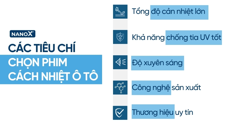 Các tiêu chí cần lưu ý khi chọn phim cách nhiệt lượng cho ô tô