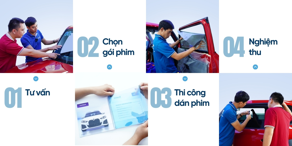 Quy trình dán phim cách nhiệt ô tô tại NanoX