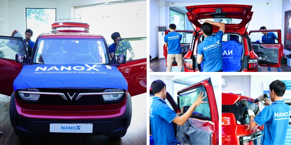 Hình ảnh thi công thực tế gói phim cách nhiệt ô tô 4, 5 chỗ NanoX Premium