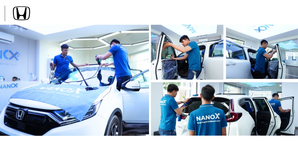 Hình ảnh dán film cách nhiệt xe Honda của khách hàng tại NanoX