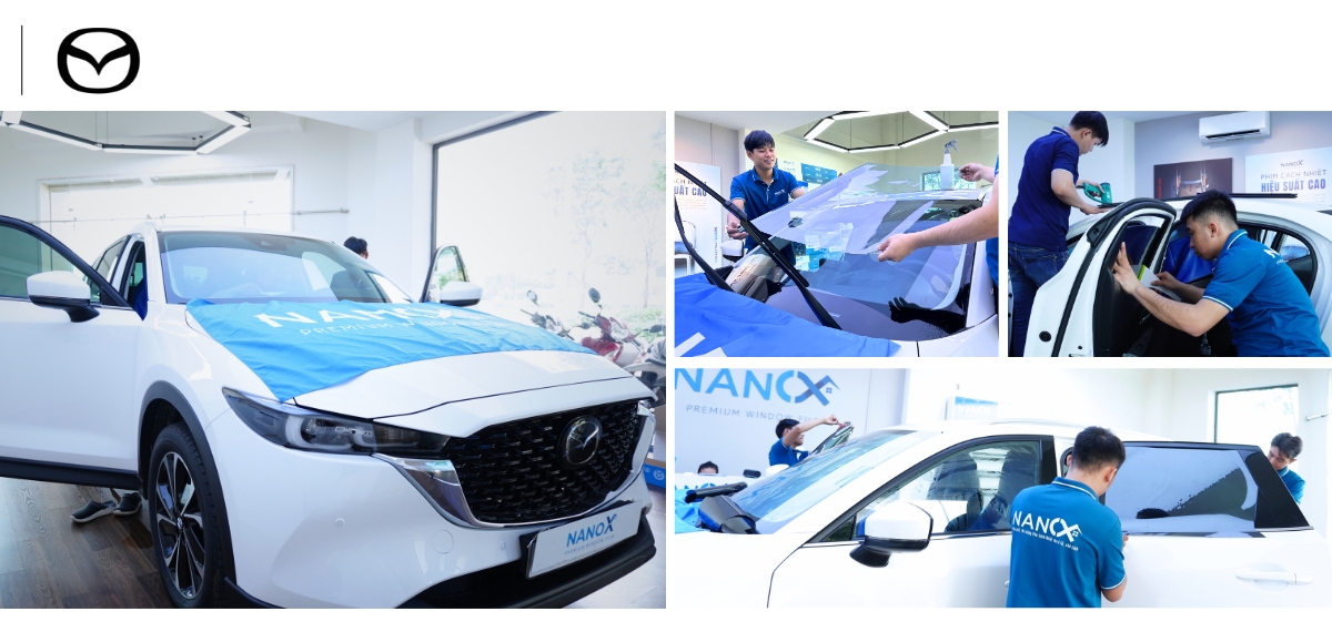 Hình ảnh dán film cách nhiệt xe Mazda của khách hàng tại NanoX