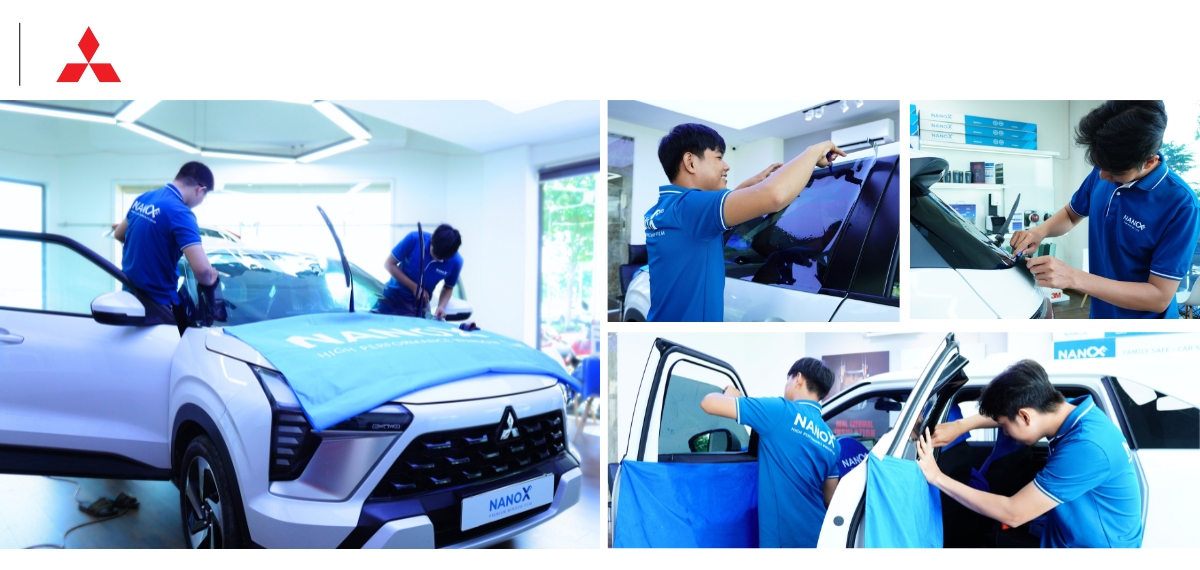 Hình ảnh dán film cách nhiệt xe Mitsubishi của khách hàng tại NanoX