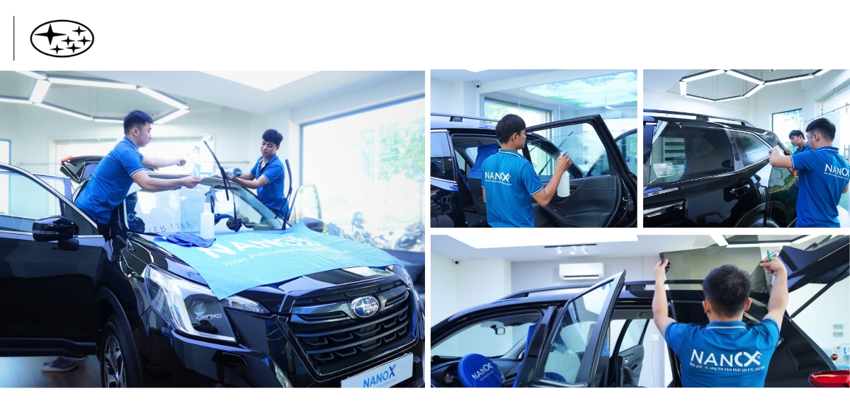 Hình ảnh dán film cách nhiệt xe Subaru của khách hàng tại NanoX