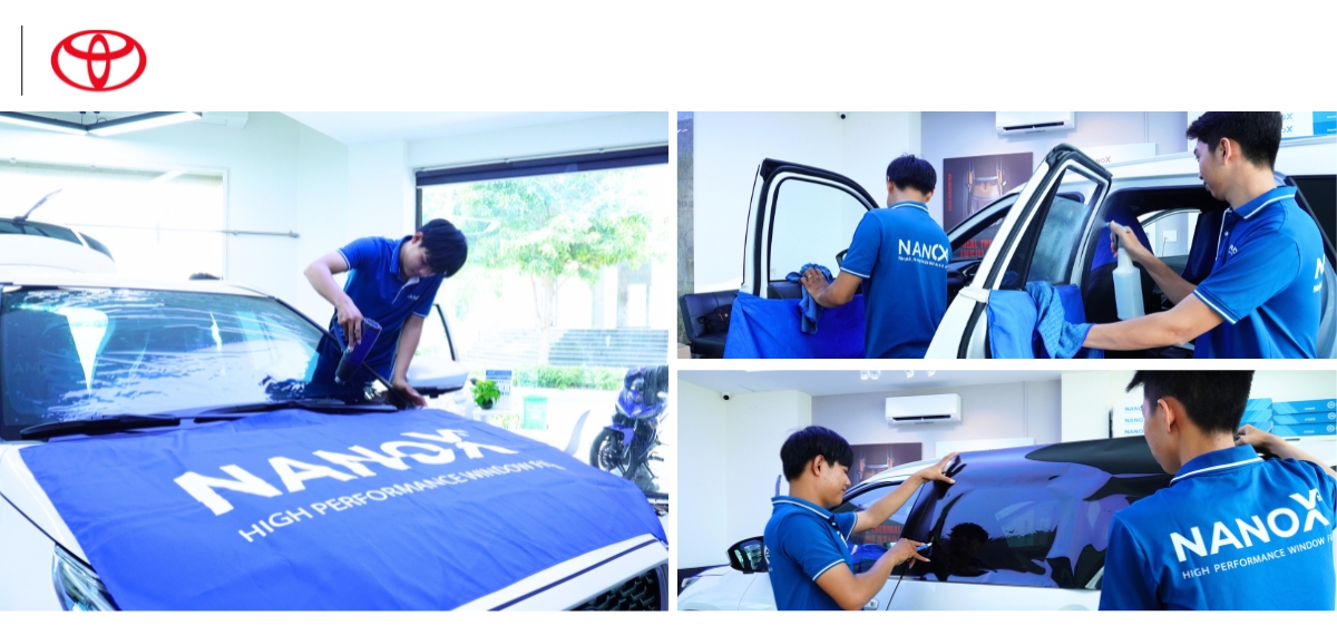 Hình ảnh dán film cách nhiệt xe Toyota của khách hàng tại NanoX