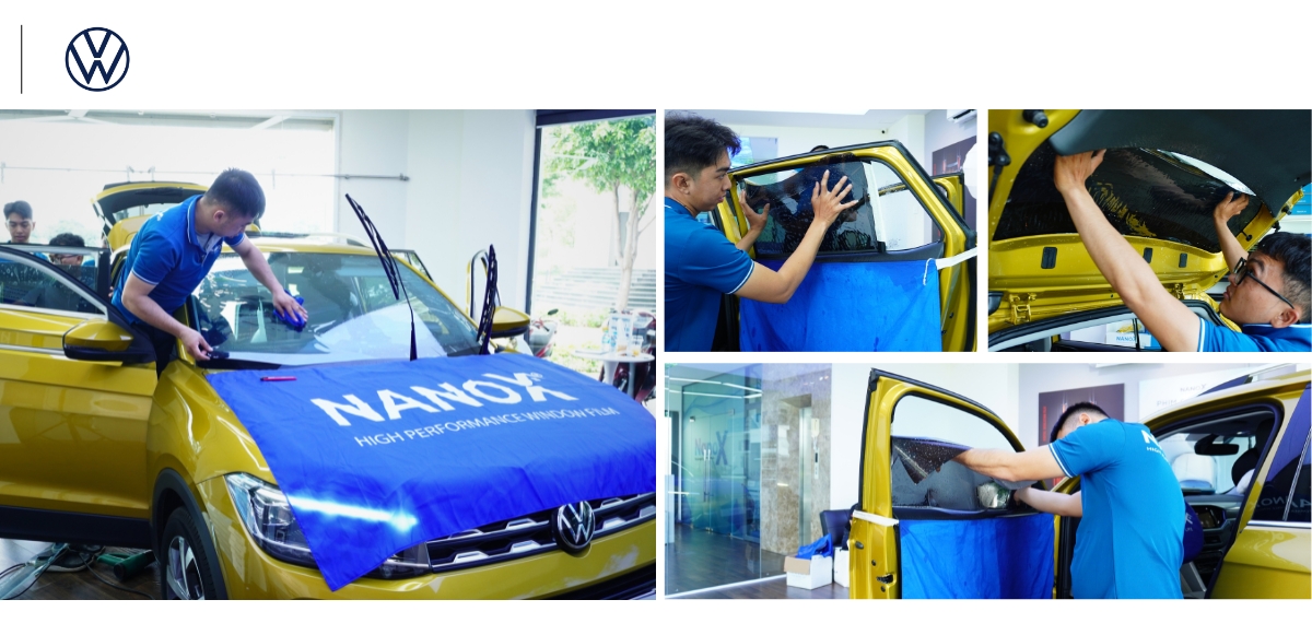 Hình ảnh dán film cách nhiệt xe Volkswagen của khách hàng tại NanoX