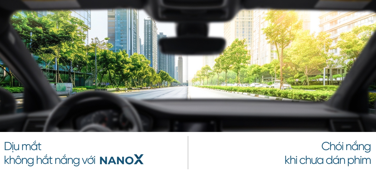 Phim cách nhiệt ô tô NanoX giúp giảm chói lóa do ánh nắng mặt trời rọi vào