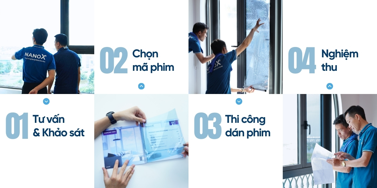 Thi công dán kính cách nhiệt biệt thự, nhà phố 3 Quy trình thi công dán phim cách nhiệt biệt thự, nhà phố NanoX