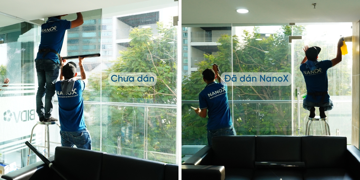 Thi công dán kính cách nhiệt văn phòng