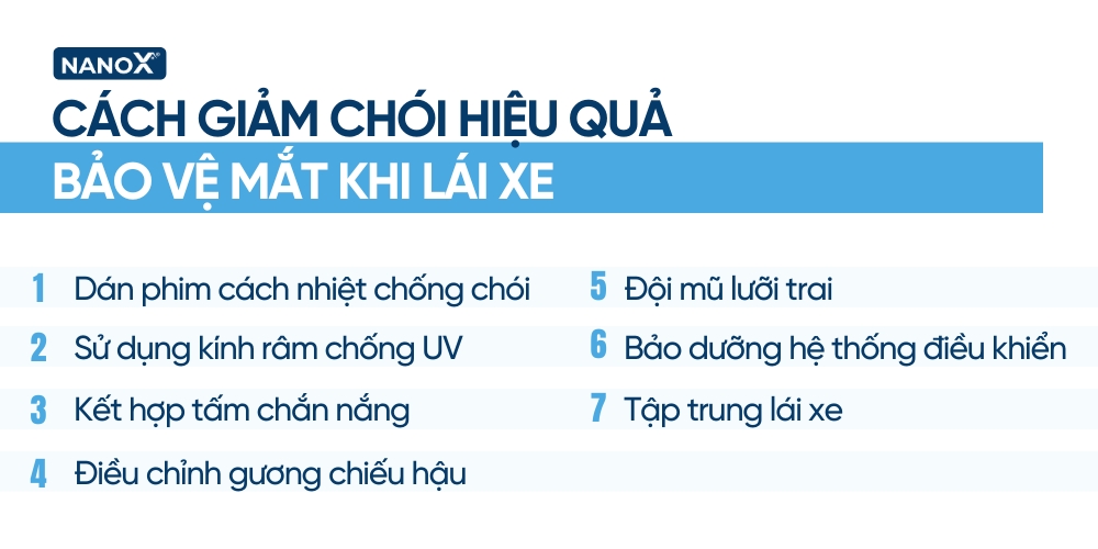 Cách giảm chói và bảo vệ mắt khi lái xe infographic