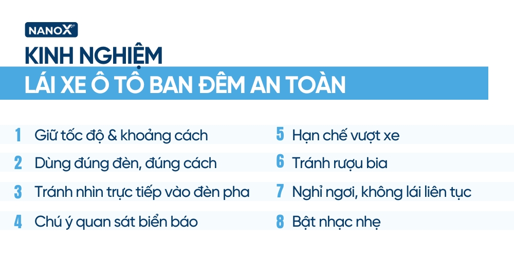 Top kinh nghiệm lái xe ô tô ban đêm an toàn infographic