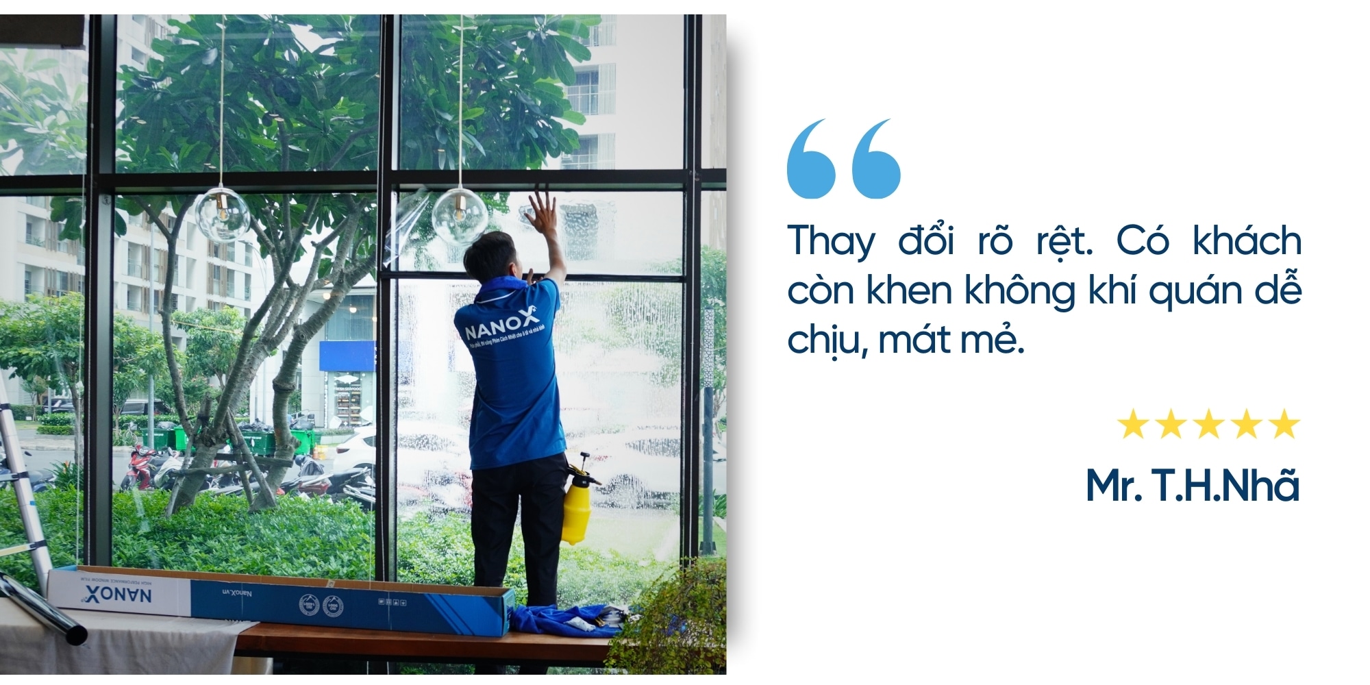 Anh Nhã - Dán phim cà phê Hochi 2 trai nghiem khach hang dan phim cach nhiet quan ca phe hochi 6