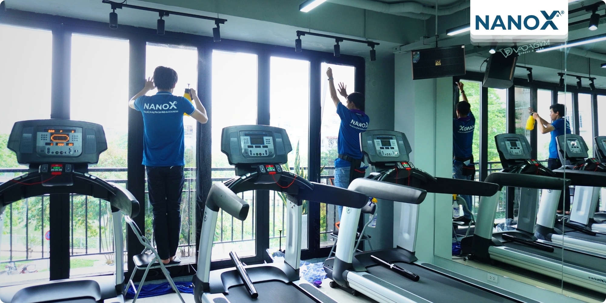 Dán phim cách nhiệt phòng tập VADAGYM – Fitness & Yoga