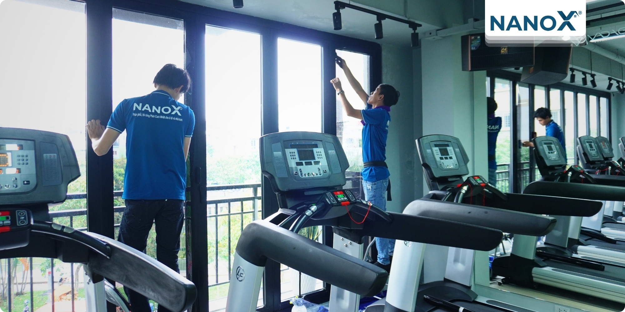 Dán phim cách nhiệt phòng tập VADAGYM – Fitness & Yoga