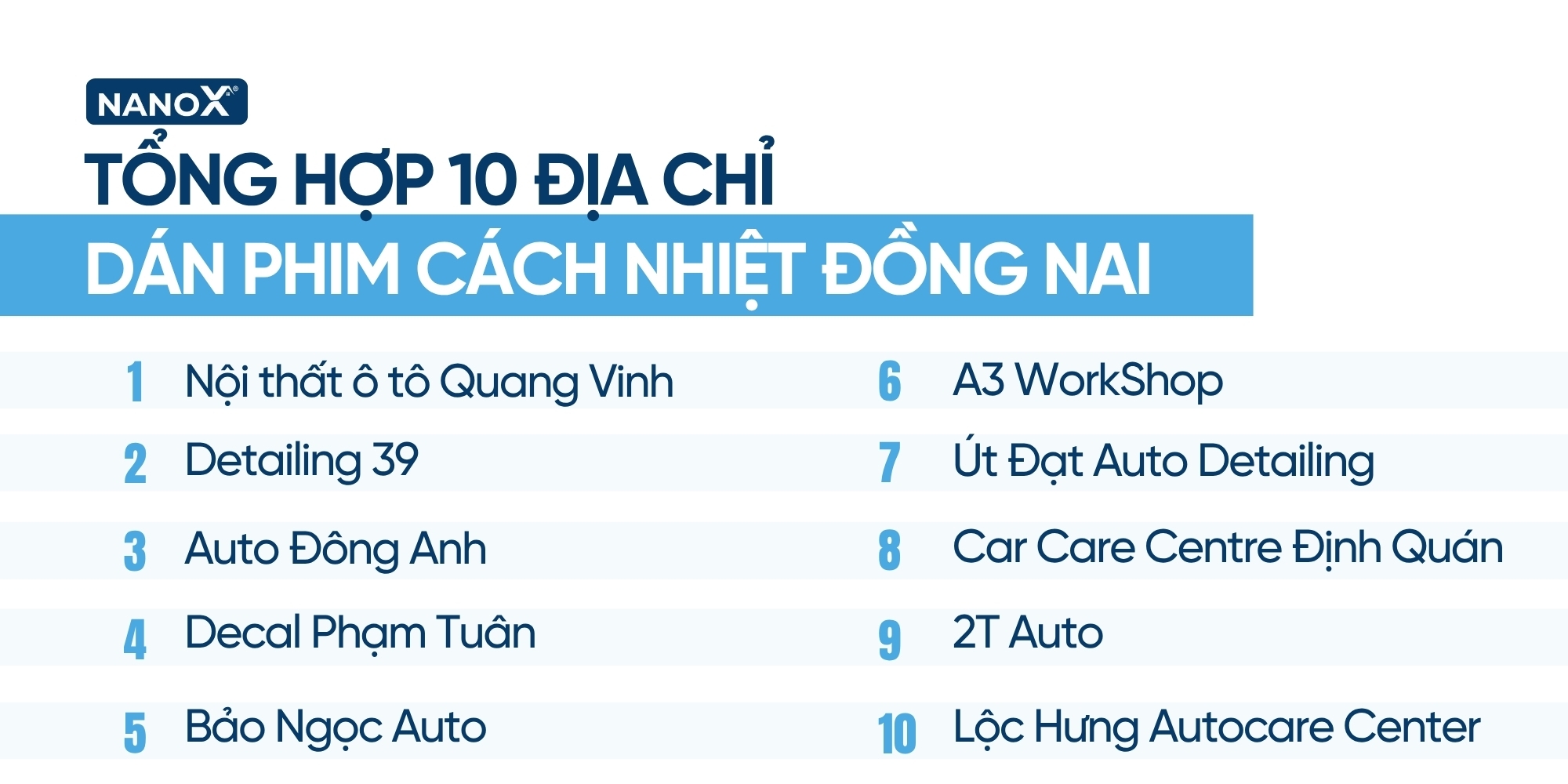 Danh sách tổng hợp đơn vị dán phim cách nhiệt ô tô tại Đồng Nai