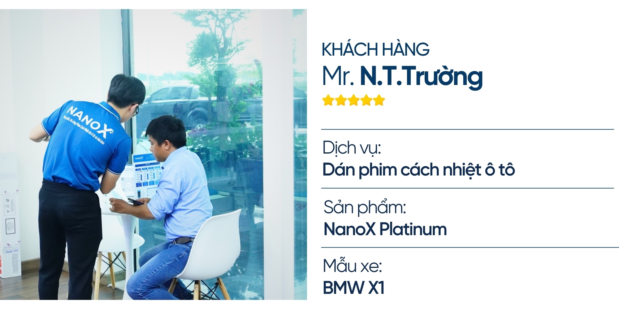 Anh Trường - Dán phim ô tô BMW X1 1 trai nghiem khach hang dan phim cach nhiet o to BMW X1 1