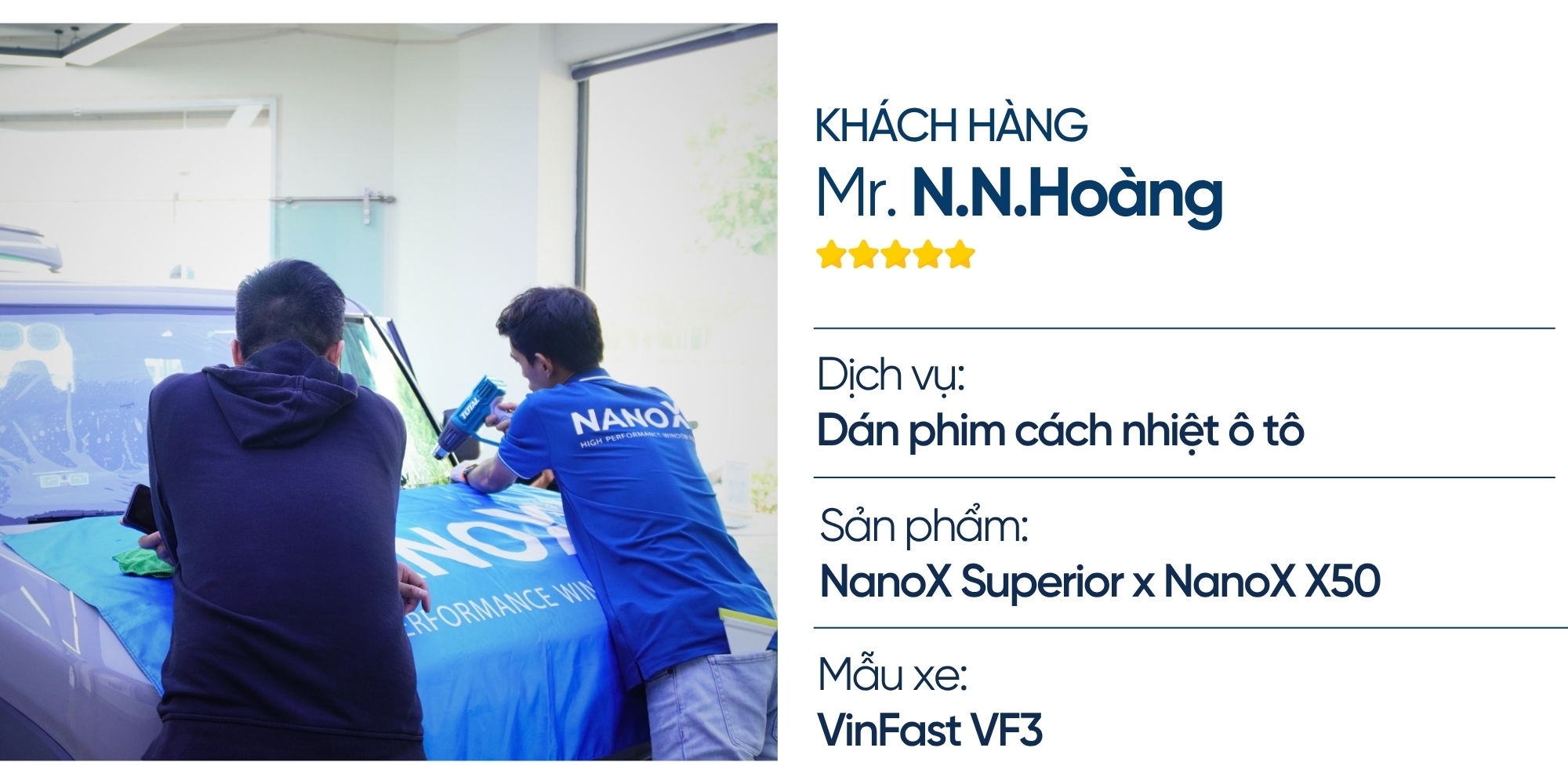 Anh Hoàng - Dán phim ô tô VinFast VF3 1 trai nghiem khach hang dan phim cach nhiet o to vinfast vf3 1