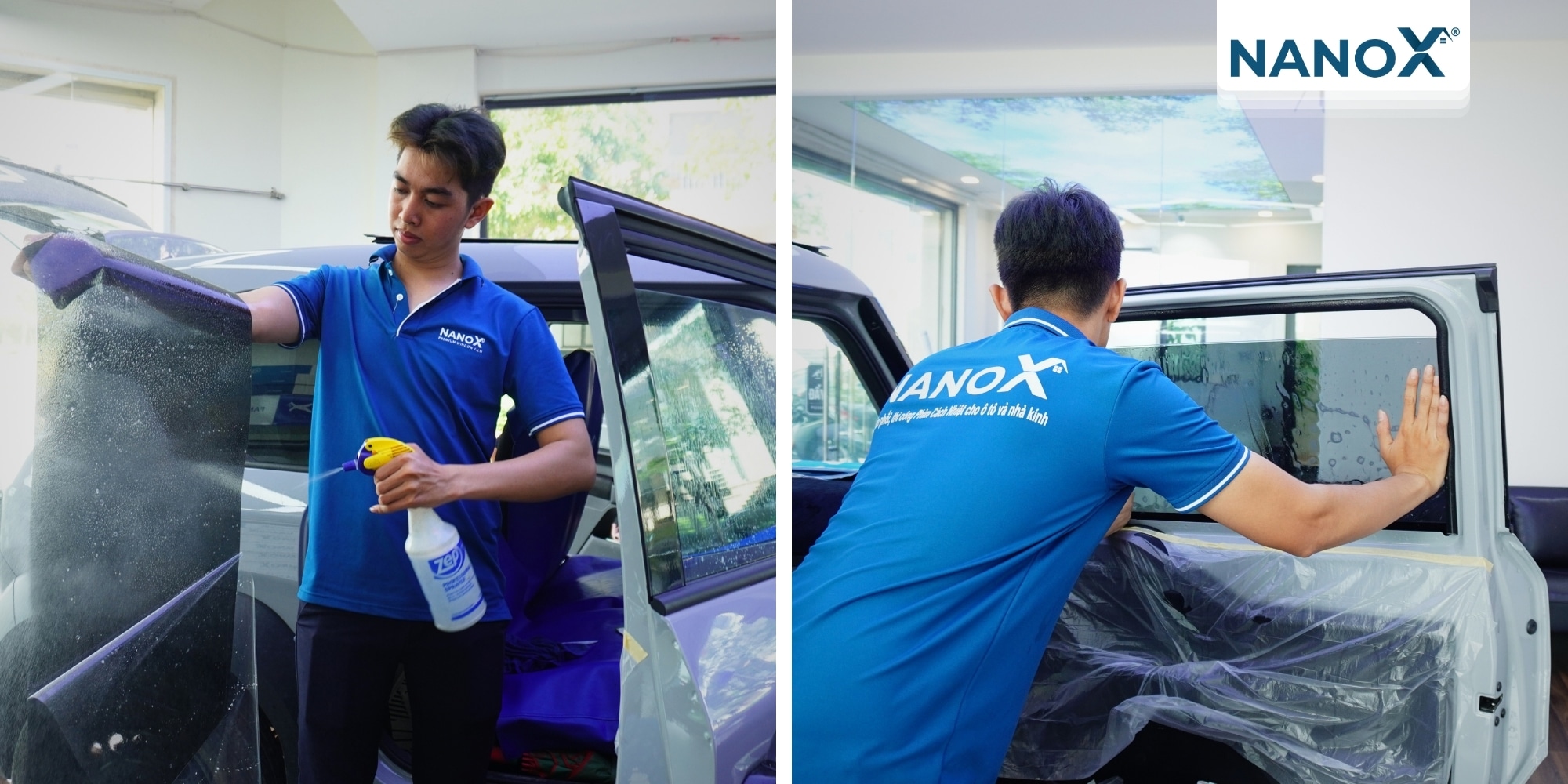 Anh Hoàng - Dán phim ô tô VinFast VF3 4 trai nghiem khach hang dan phim cach nhiet o to vinfast vf3 4