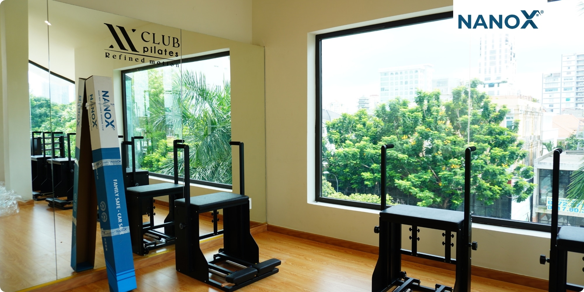 Dán phim cách nhiệt phòng tập X-Club Pilates