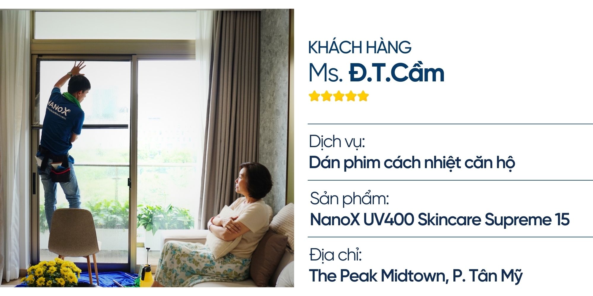 trai nghiem khach hang dan phim cach nhiet can ho The Peak Midtown 1