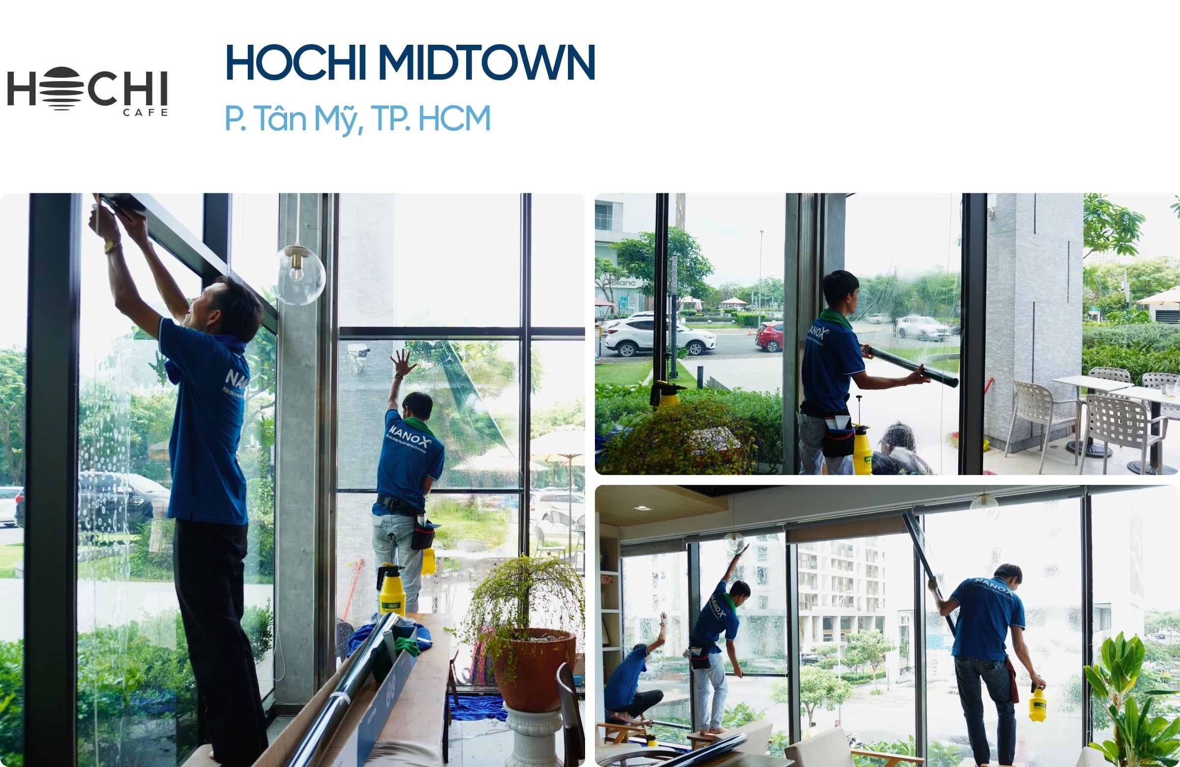 Khách hàng dán phim cách nhiệt NanoX B60 tại cafe Hochi