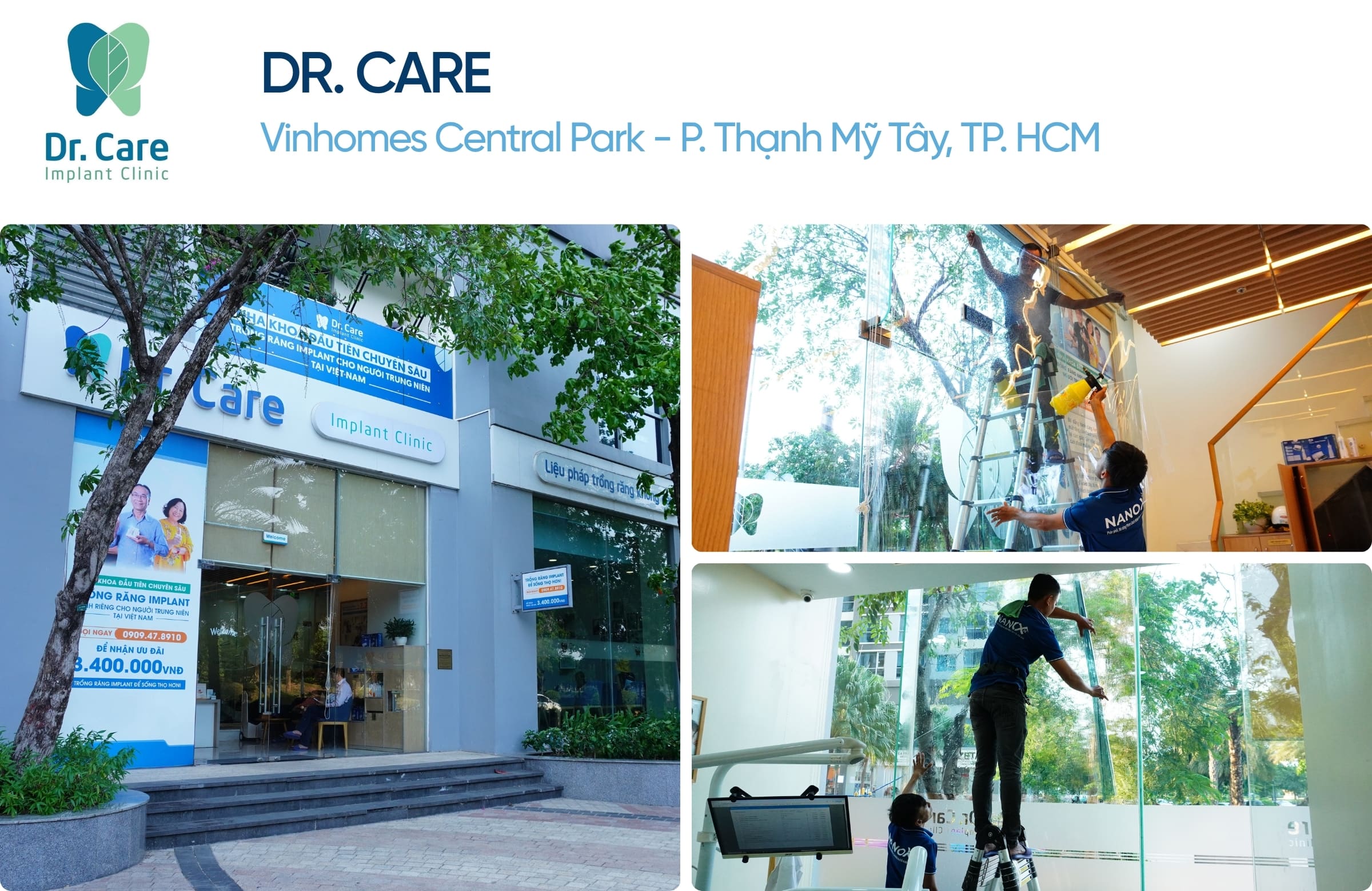 Khách hàng dán phim cách nhiệt NanoX B60 tại nha khoa Dr. Care