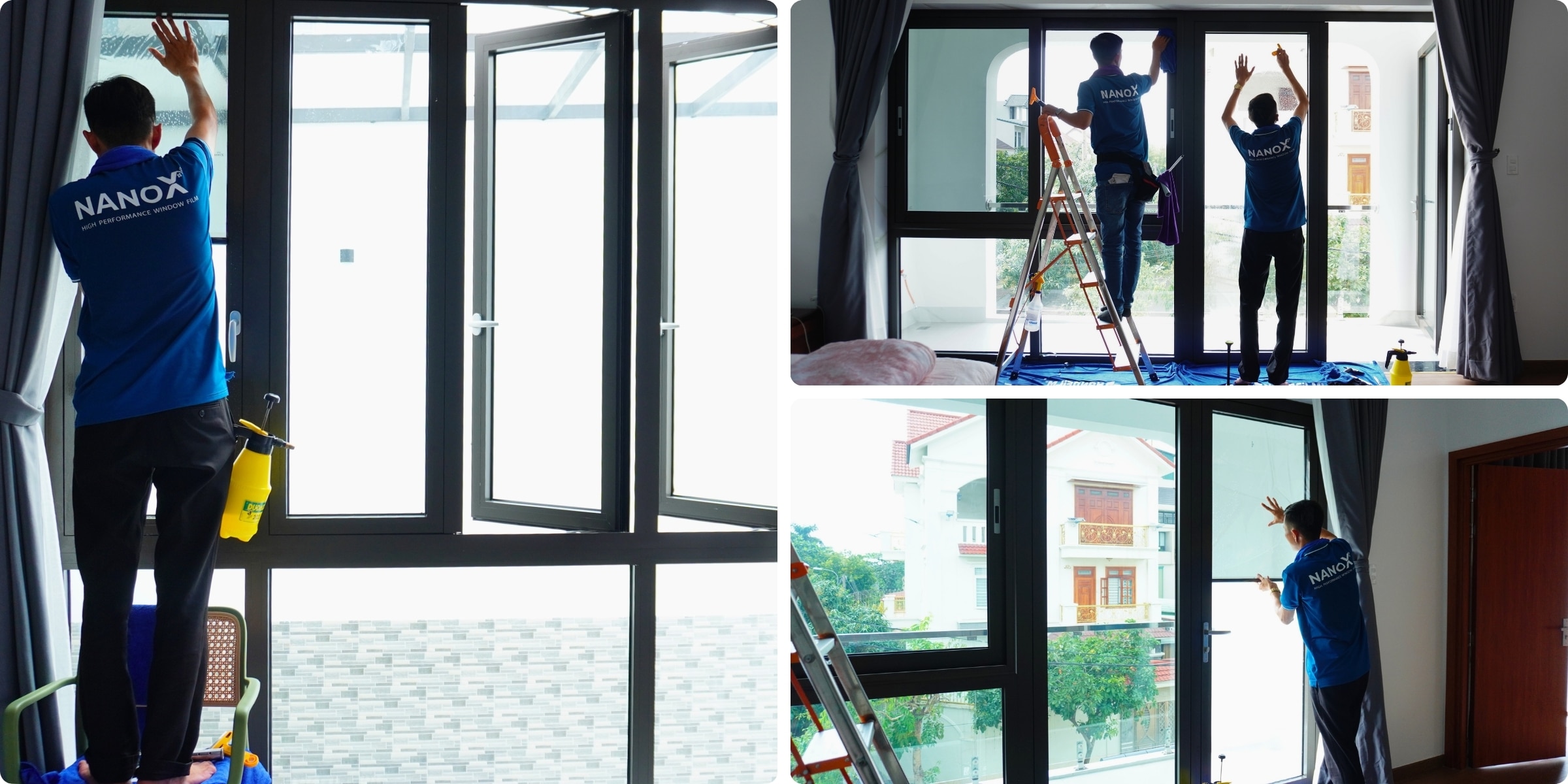 Khách hàng dán phim cách nhiệt NanoX A30 tại biệt thự phường Thới An