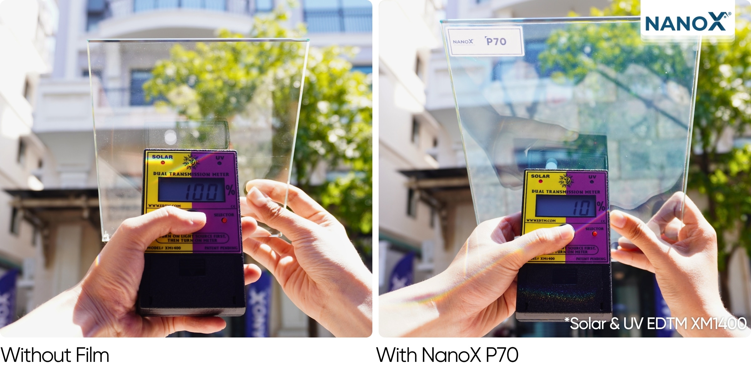 Phim cách nhiệt NanoX P70 đạt tổng cản nhiệt lên đến 70%