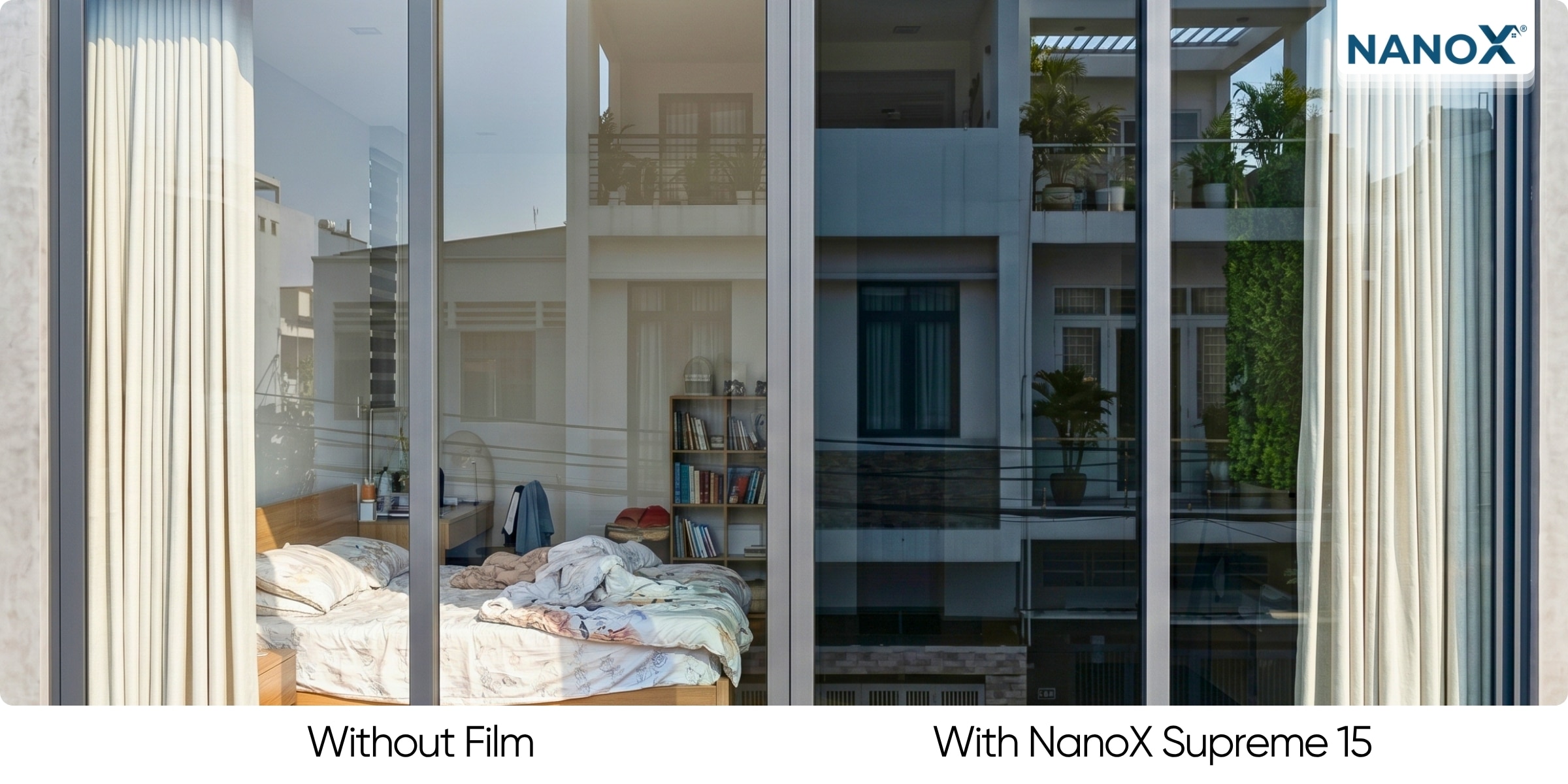 Phim cách nhiệt nhà kính NanoX Supreme 15 5 Với độ xuyên sáng 15%, NanoX Supreme 15 còn có tính năng hạn chế nhìn trộm