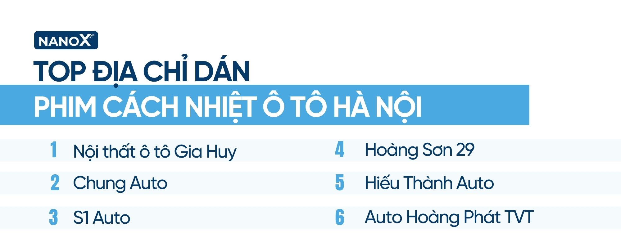 Danh sách địa chỉ dán phim cách nhiệt Hà Nội