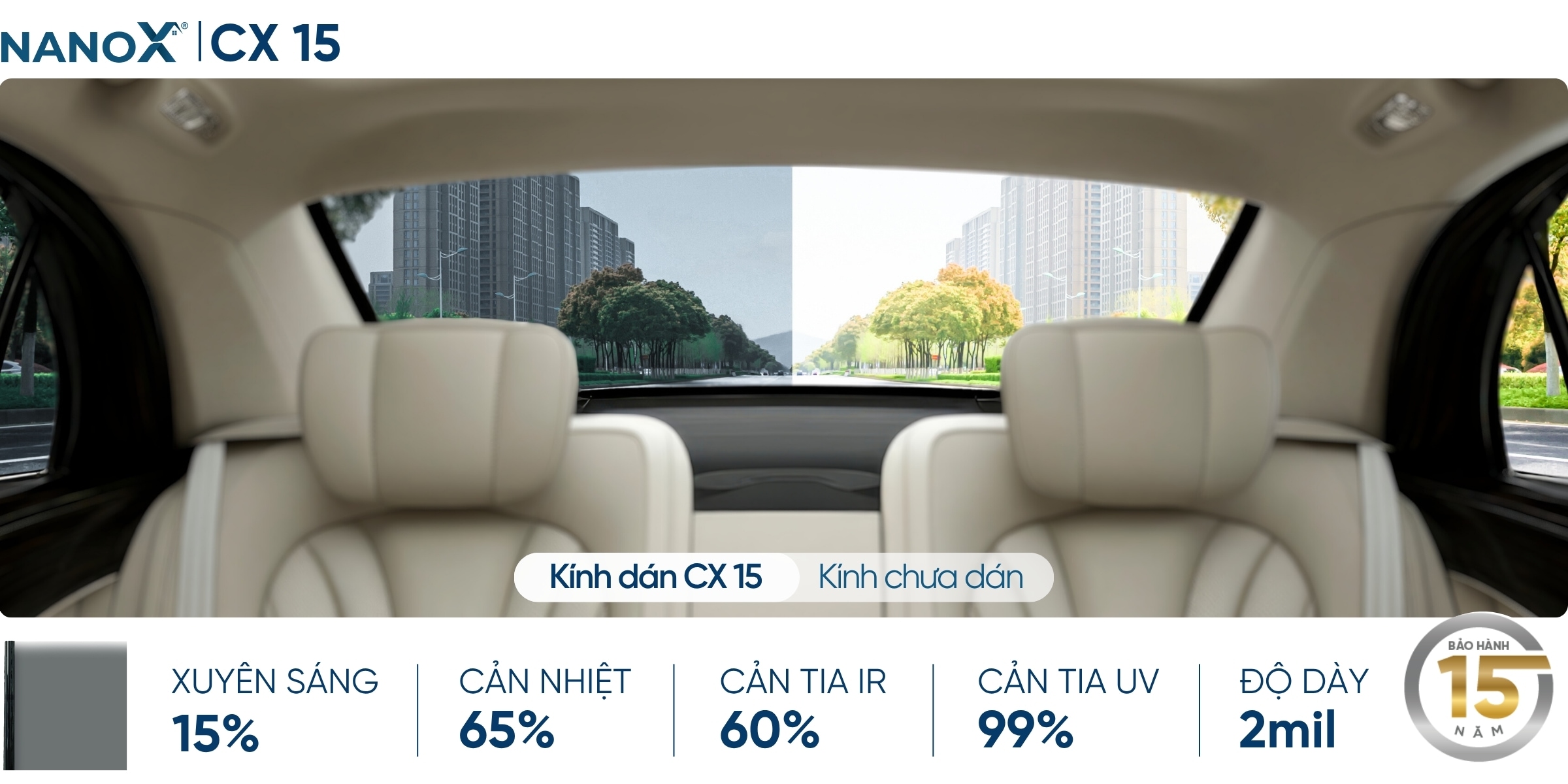 Phim cách nhiệt kính hậu NanoX CX 15