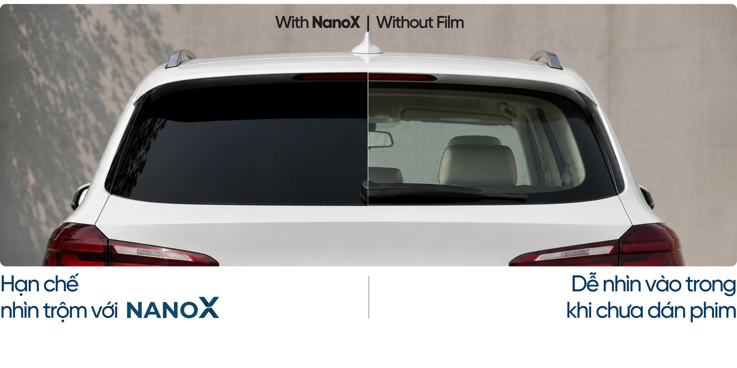 Phim cách nhiệt kính hậu NanoX chống nhìn trộm