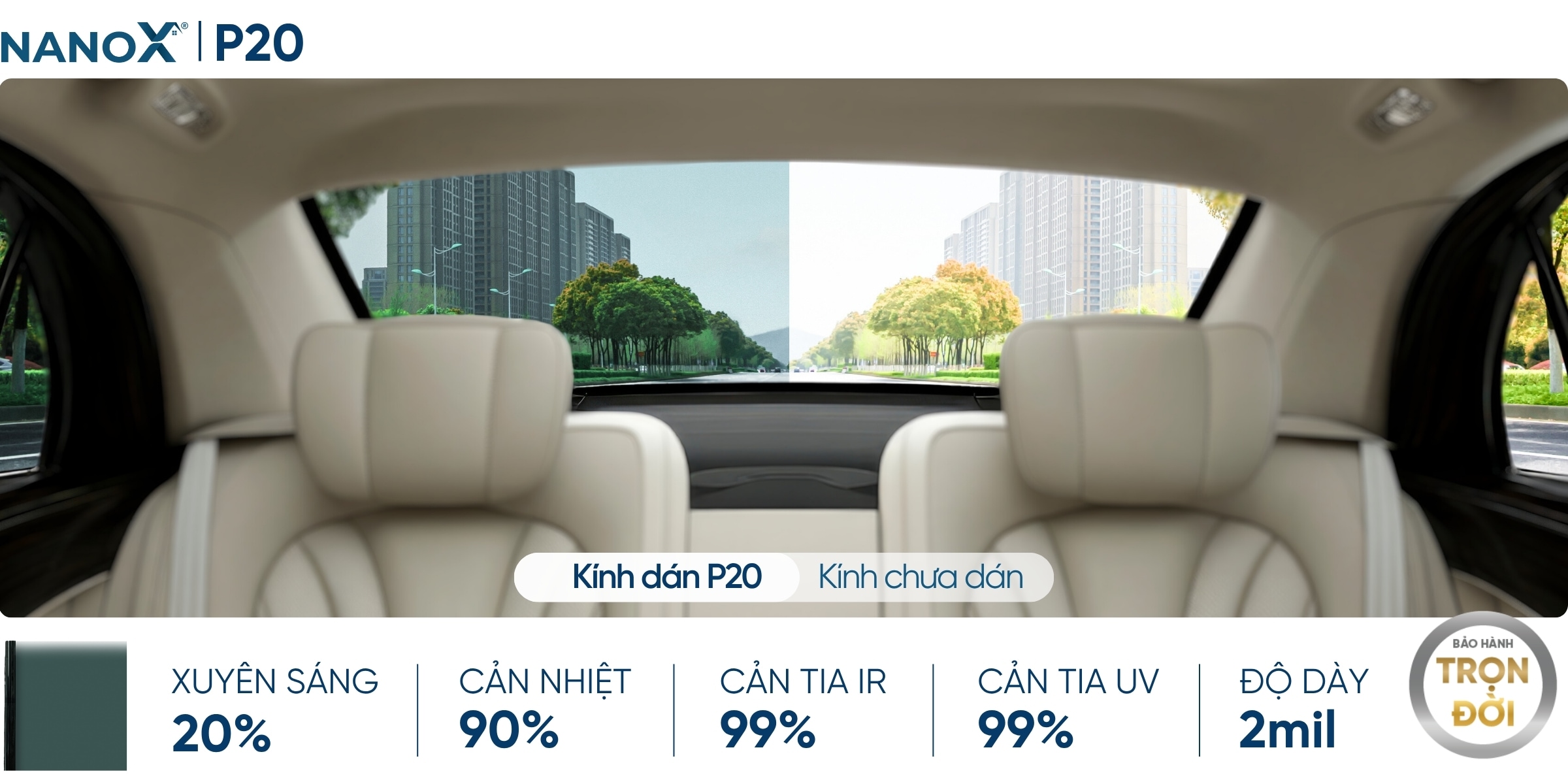Phim cách nhiệt kính hậu NanoX P20