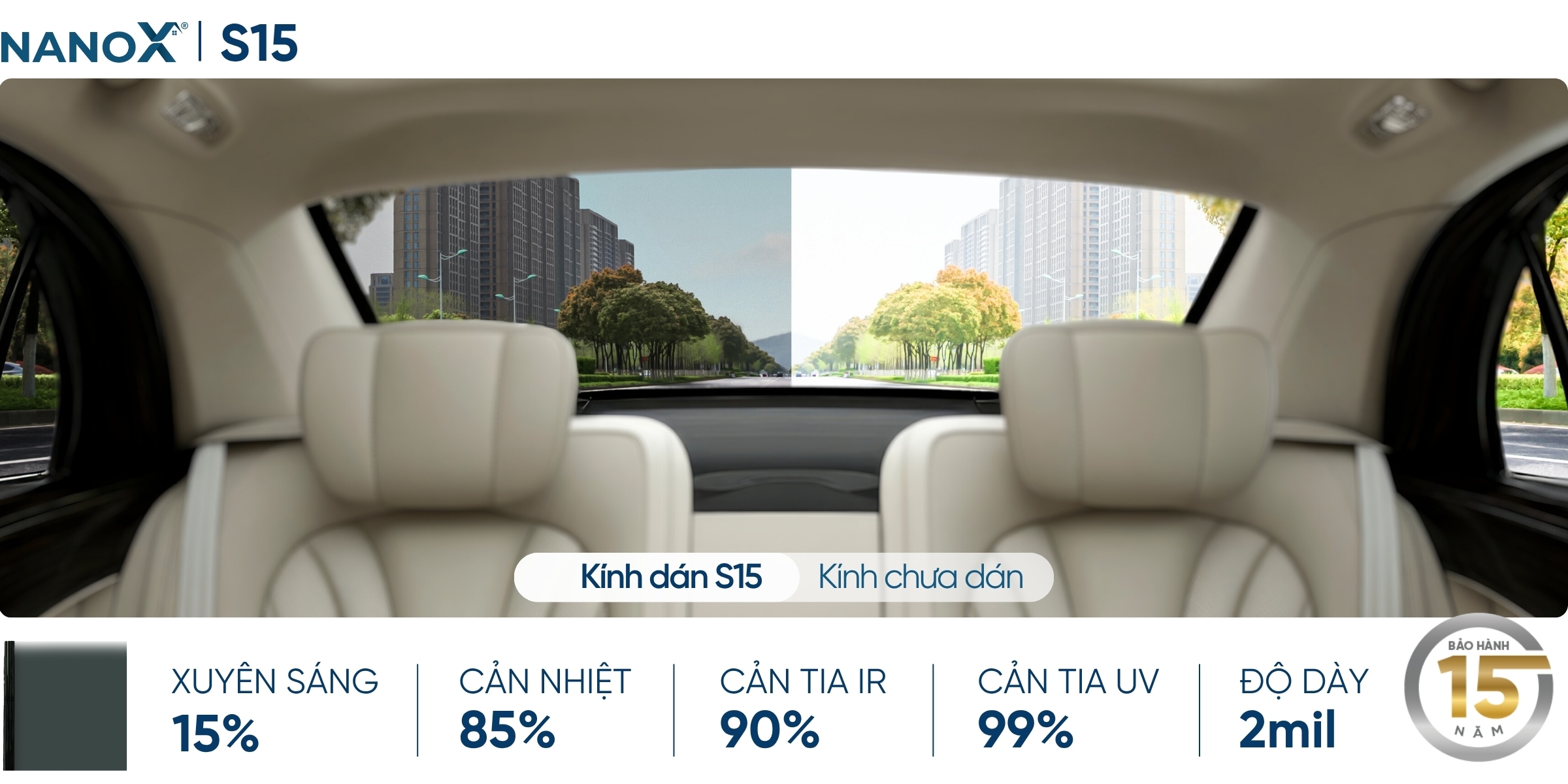 Phim cách nhiệt kính hậu NanoX S15
