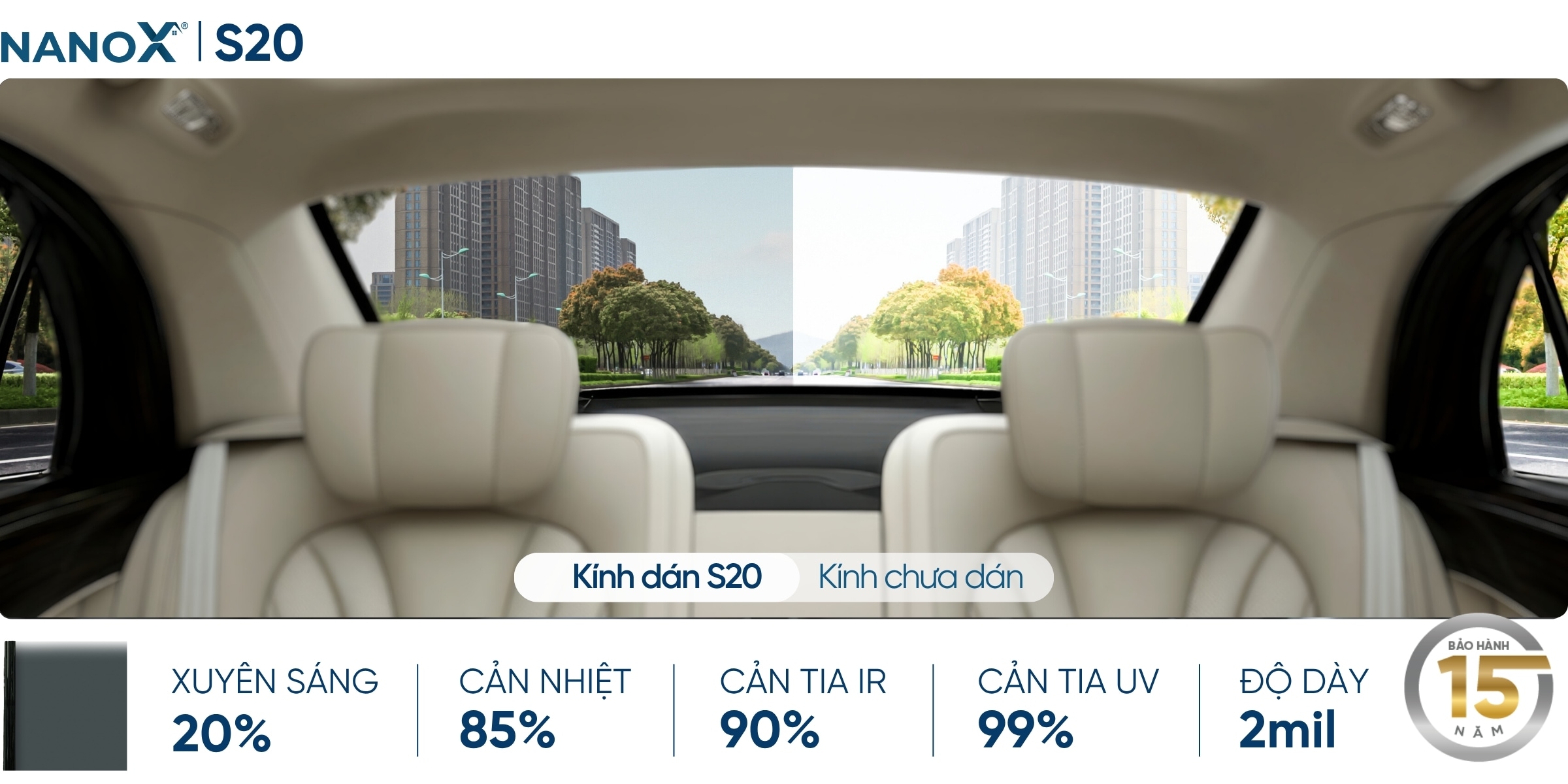 Phim cách nhiệt kính hậu NanoX S20