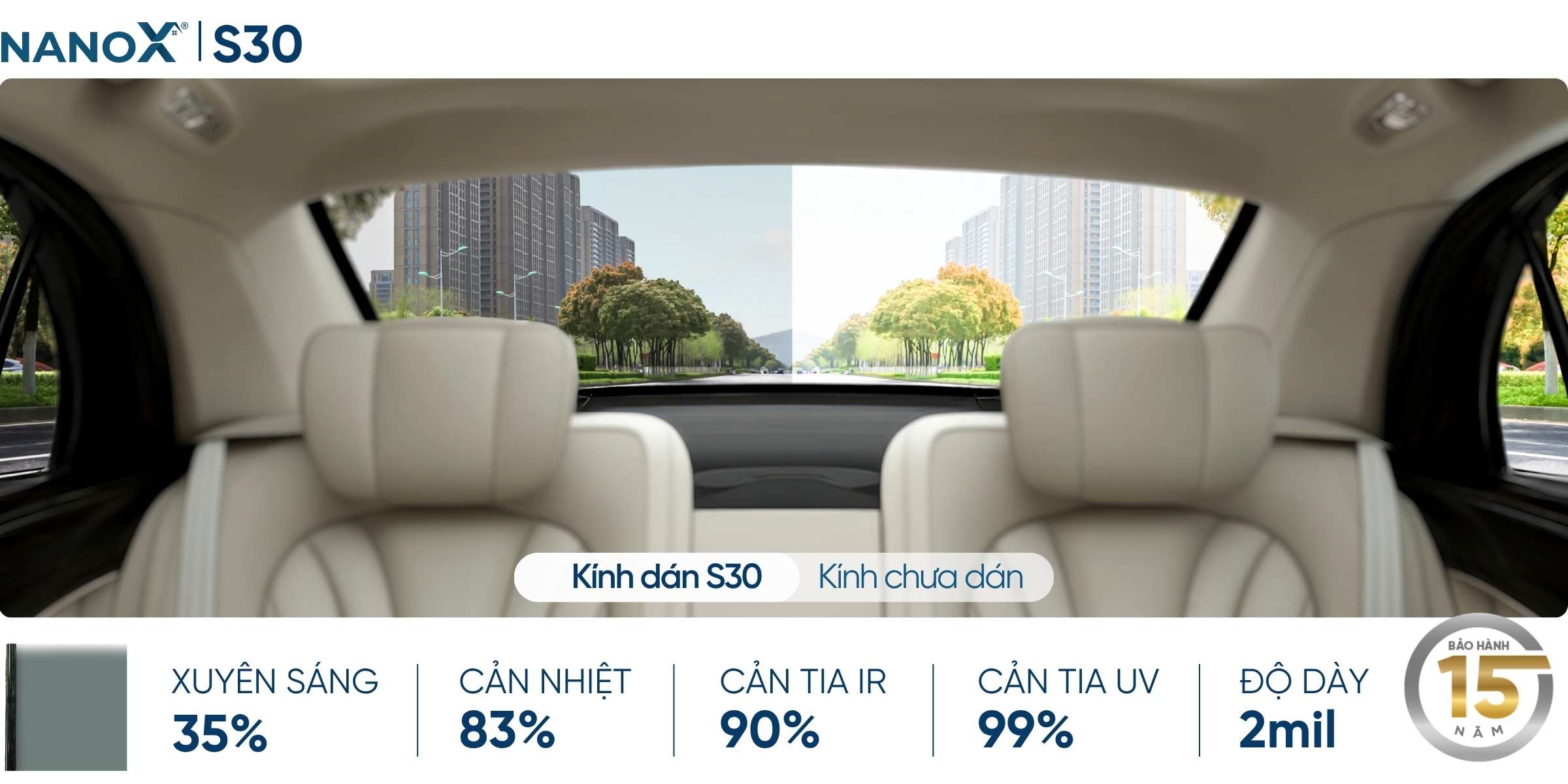 Phim cách nhiệt kính hậu NanoX S30