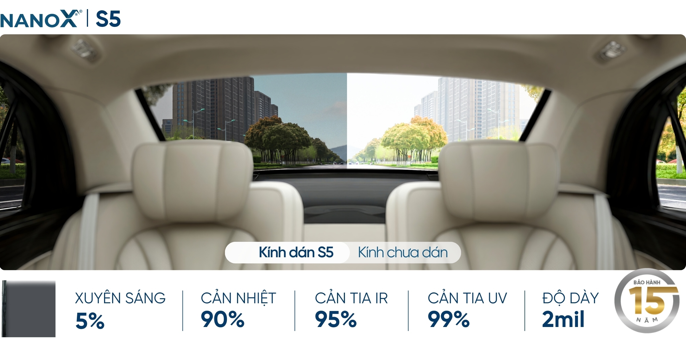 Phim cách nhiệt kính hậu NanoX S5