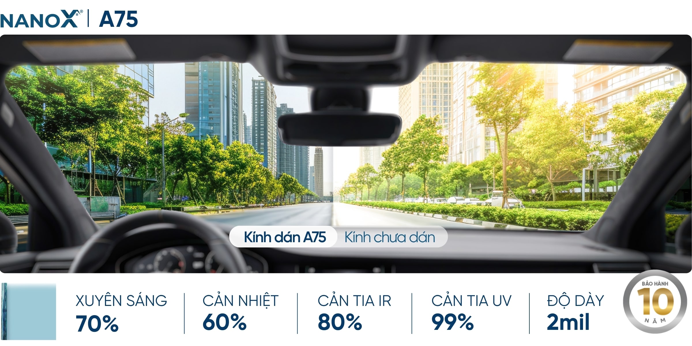 Phim cách nhiệt kính lái NanoX A75