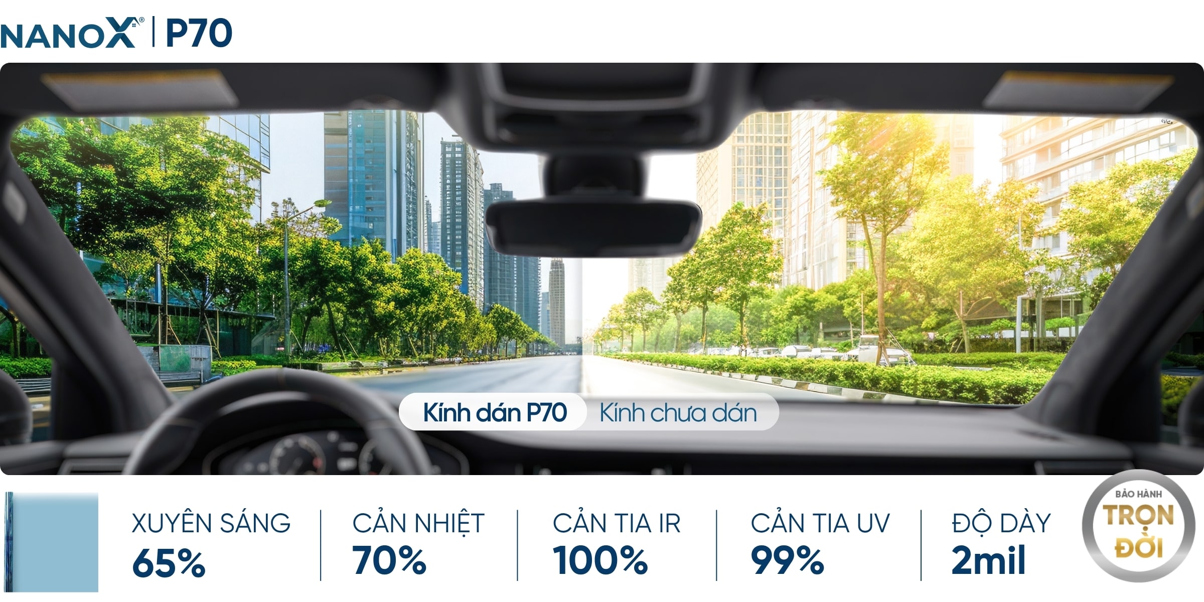 Phim cách nhiệt kính lái NanoX P70