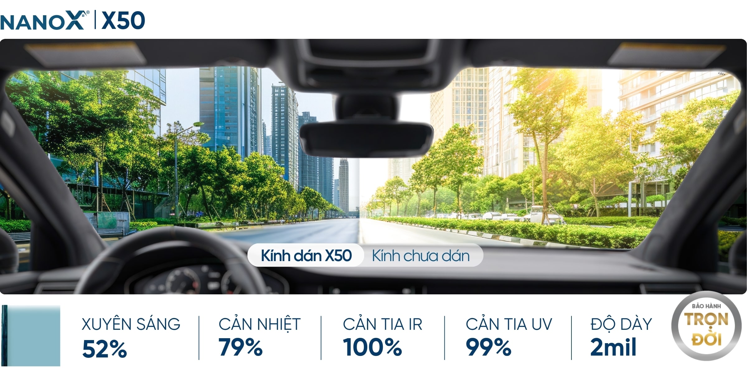 Phim cách nhiệt kính lái NanoX X50