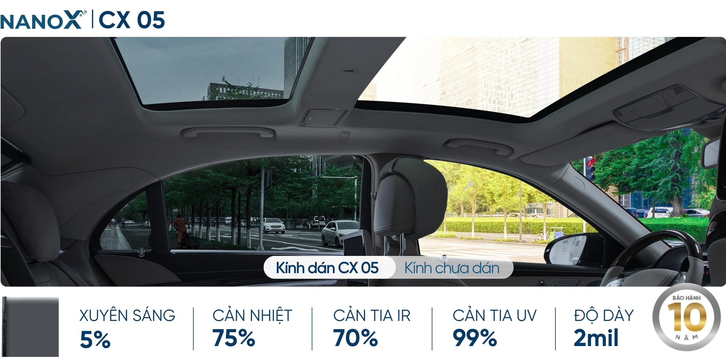 Phim cách nhiệt kính sườn NanoX CX 05